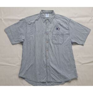 Vintage‎ Flyers Gingham Plaid Button Up Black White Mens Large Cotton Retro